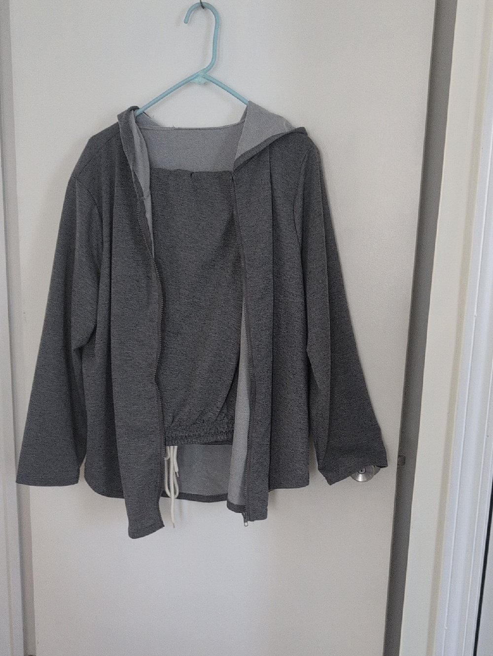 Gray Hooded Zip Cardigan Jacket